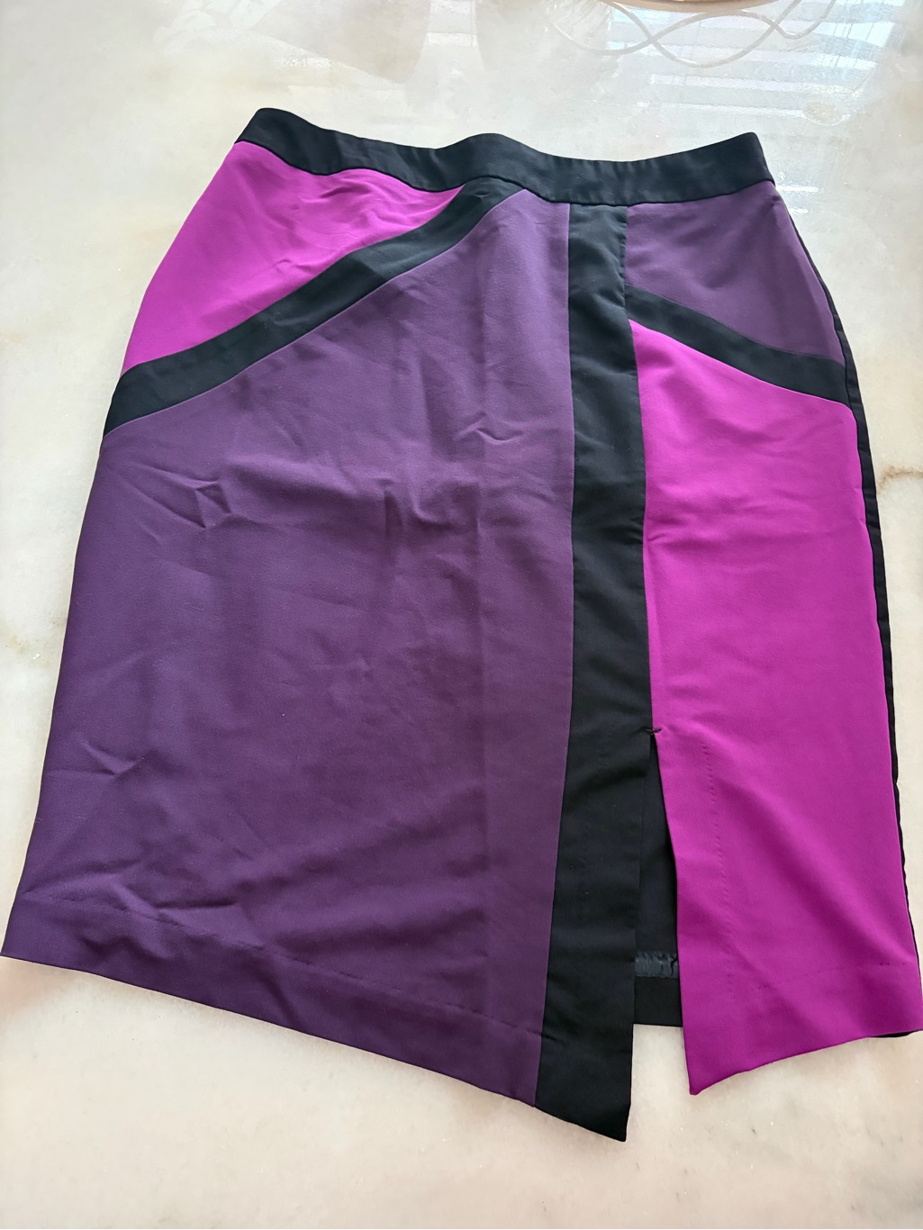Worthington Purple And Magenta Pencil Skirt With Black Trim